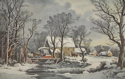 Winter In The Country - The Old Grist Mill by American School